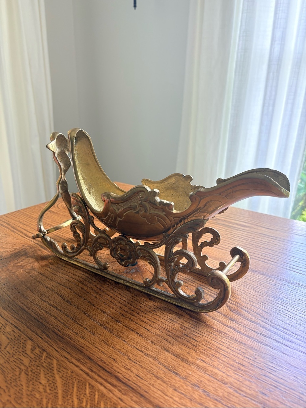 Vintage Brass deer and 2-piece sleigh- ~5.6 pounds ~19 inches long! Christmas! - Picture 5 of 15
